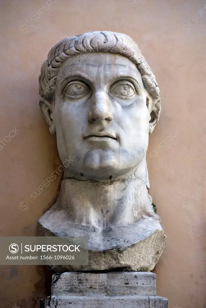 Head of colossal statue of Constantine from the Basilica of Maxentium, courtyard of Palazzo dei Conservatori, Rome, Latium, Italy