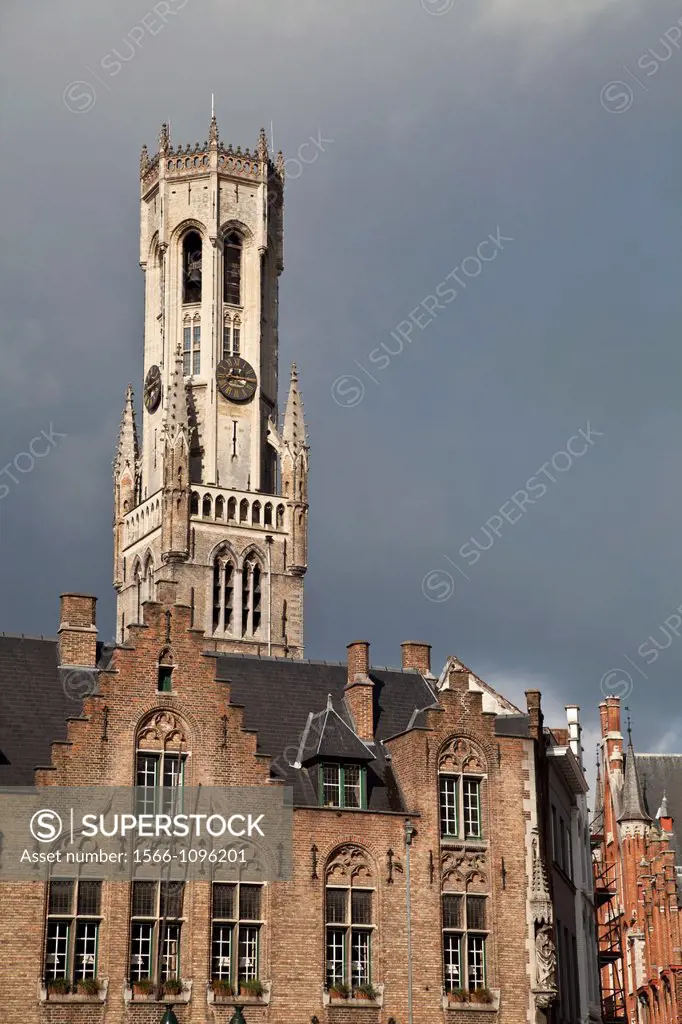 View of Belfort tower from Burg, one of the best places to see about medieval Bruges