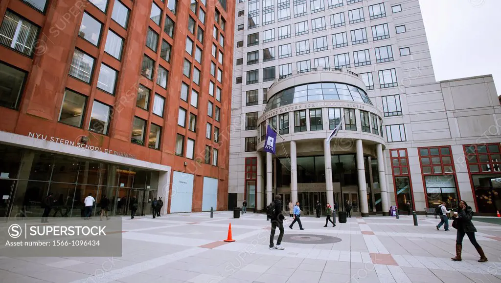 Gould Plaza of New York University in Greenwich Village in New York showing the NYU Stern School of Business