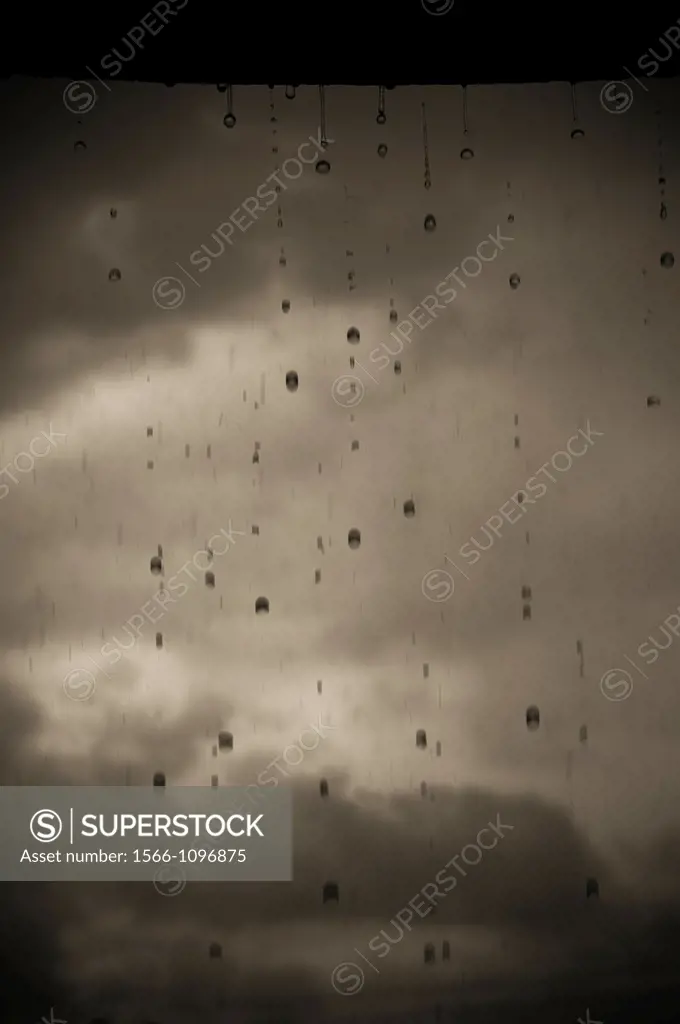Raindrops and storm clouds
