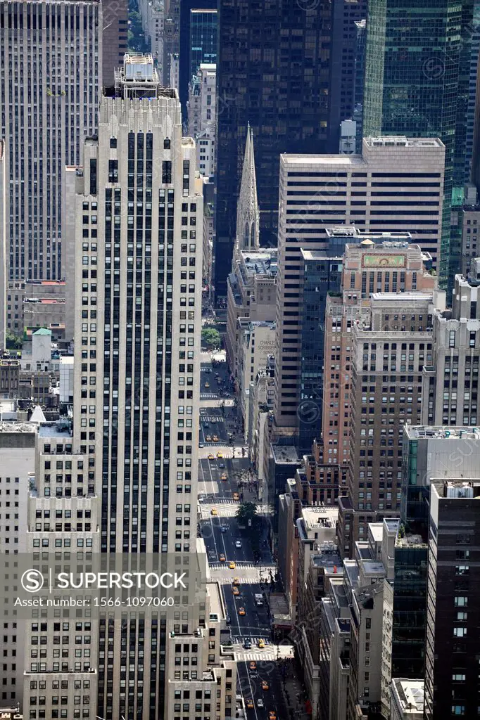 The view of 5th Avenue from 86th floor Observatory of Empire State Building  New York City  USA.