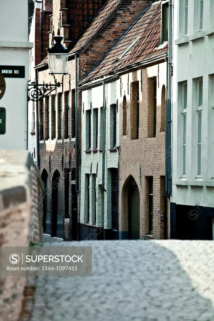 Bridge and street in Bruges, Flanders, Belgium