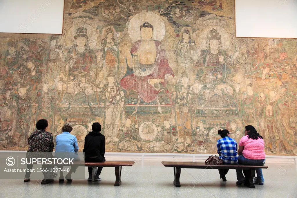 The mural of Buddha of Medicine Bhaishajyaguru Yaoshi from Yuan dynasty of China display in the Ancient Chinese Art collection in Metropolitan Museum ...