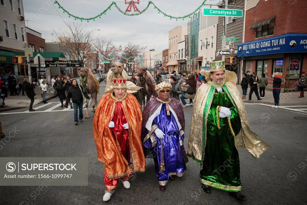L-R Gaspar, Mechior and Balthazar march in the annual Three Kings Day Parade in the Bushwick neighborhood of Brooklyn on Sunday, January 8, 2012 Neigh...