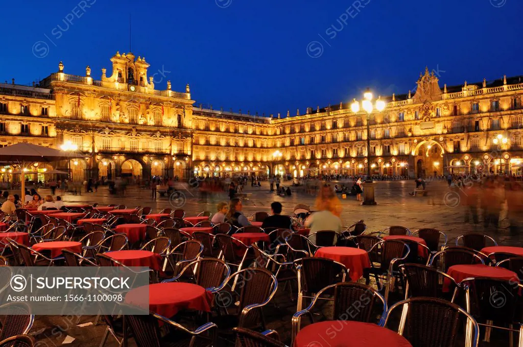 Europe, Spain, Castile and Leon, Castilia y Leon, Salamanca, Plaza Mayor, city square, Unesco World Heritage Site,