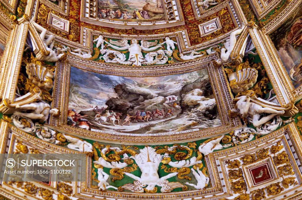 details of one of ceilings in Vatican Museum, Vatican