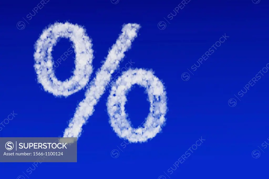 Clouds in the form of a percentage sign floating in the blue sky