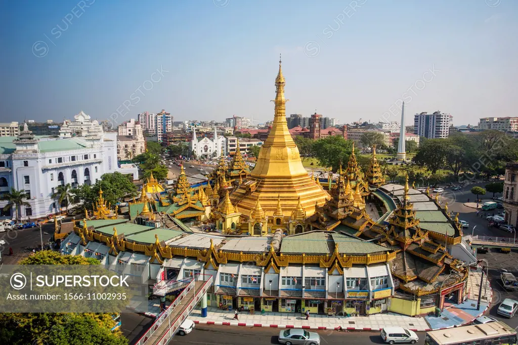 Myanmar , Yangon City,Sule Pagoda downtown.