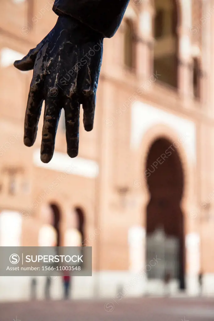 Bullfighter sculpture, detail. Plaza de Toros de Las Ventas, Madrid. Spain