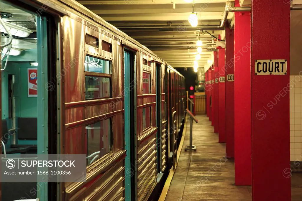 1930´s Court Street subway station in Brooklyn has been preserved and open to visitors in New York Transit Museum  Brooklyn  New York  USA.