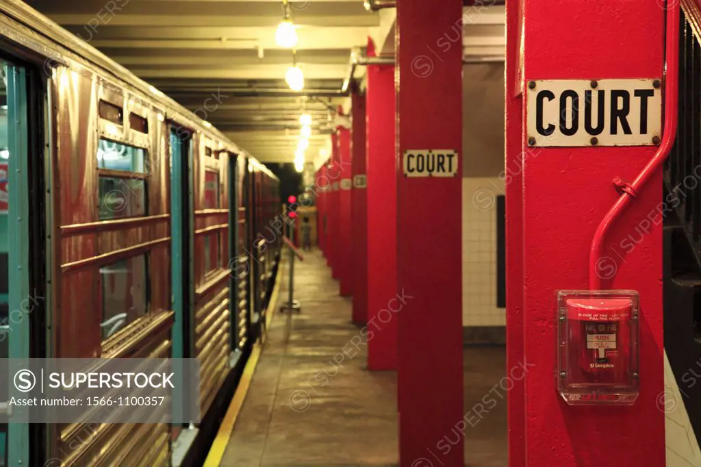 1930´s Court Street subway station in Brooklyn has been preserved and open to visitors in New York Transit Museum  Brooklyn  New York  USA.