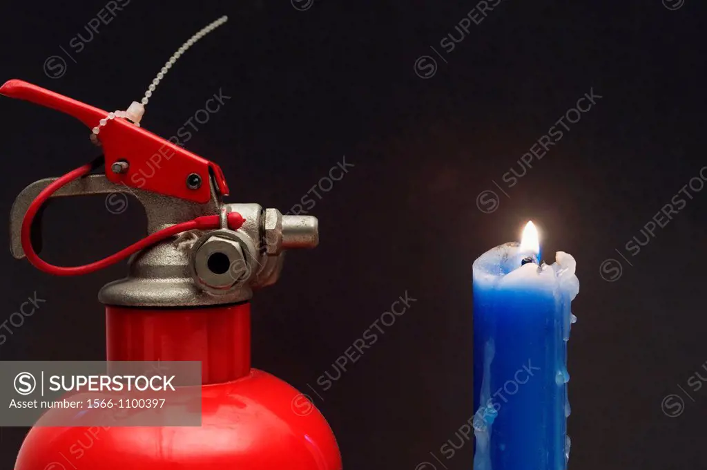 Fire extinguisher and candle