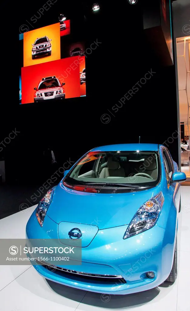 Detroit, Michigan - The Nissan Leaf battery electric car on display at the North American International Auto Show