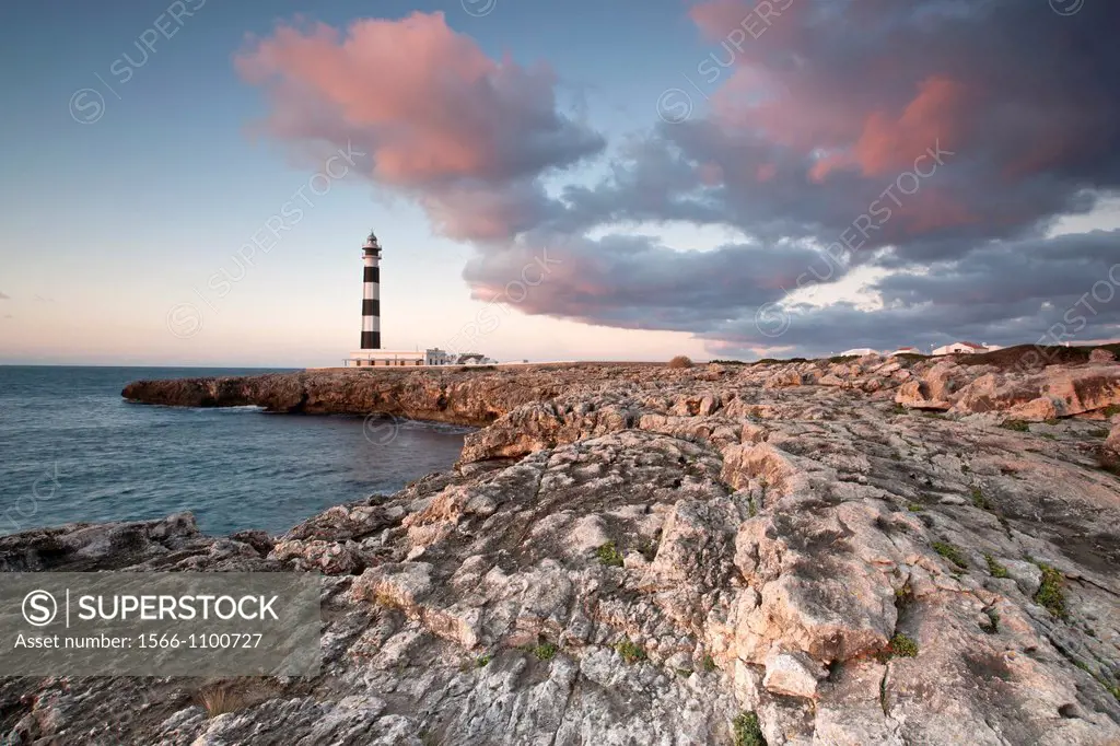 Cap d´Artrutx lighthouse, 1858 year, Cape Artrutx, Ciutadella, Menorca Spain Balearic islands