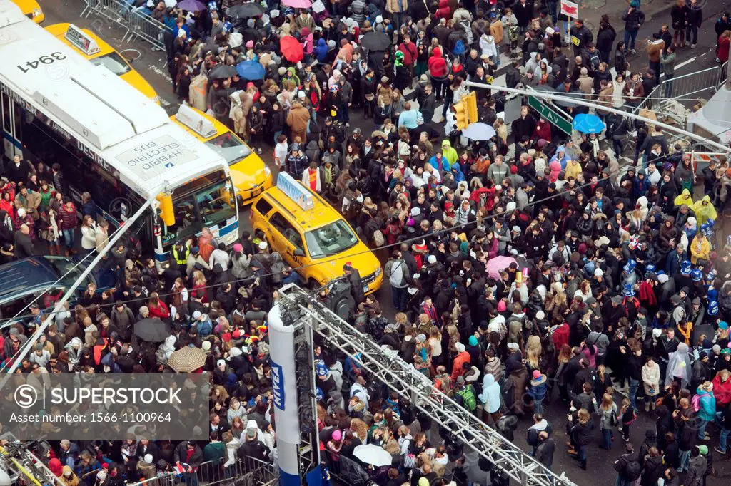 Thousands upon thousands of revelers pack Times Square on Saturday, December 31, 2011, claiming their spots for the midnight ball drop Mild weather pr...