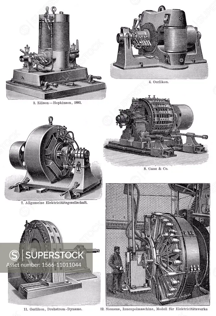 Historical illustration, 1894, historic generators