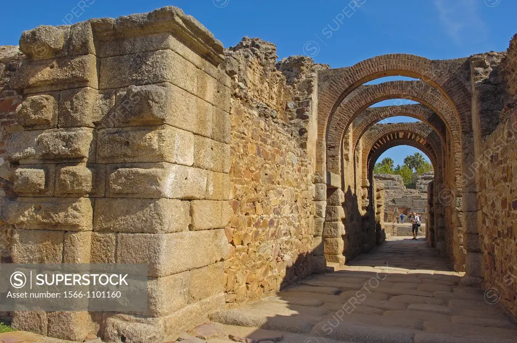 Roman amphitheatre, Mérida, UNESCO World Heritage site, Badajoz province, Extremadura, Ruta de la Plata, Spain, Europe