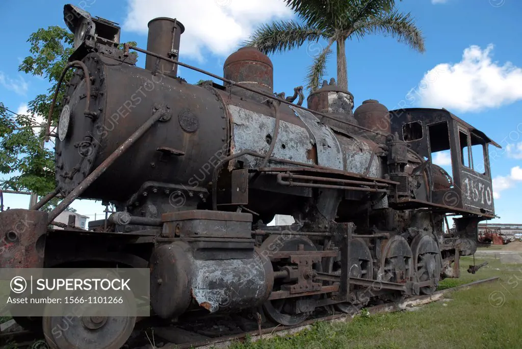 Old locomotive in the ´Jesus Menendez´ sugar mill in the village of Chaparra in the province of Las Tunas in west in Cuba.