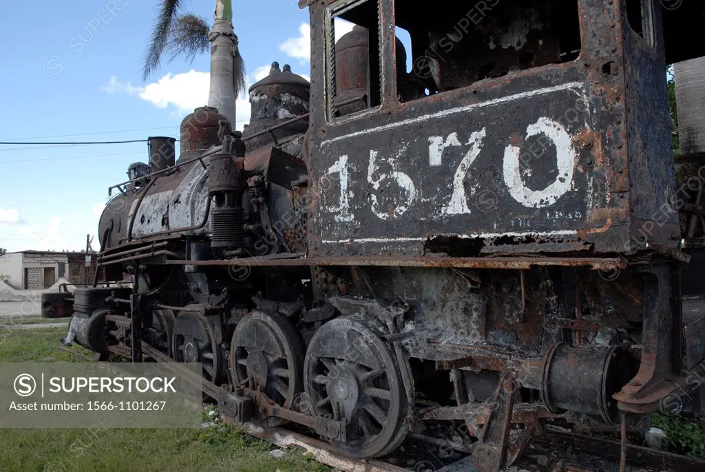 Old locomotive in the ´Jesus Menendez´ sugar mill in the village of Chaparra in the province of Las Tunas in west in Cuba.