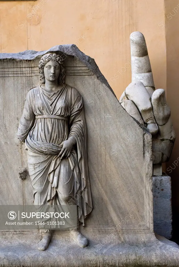 Plinth with personifications of a Province, from Temple of Hadrian, courtyard of Palazzo dei Conservatori, Rome, Latium, Italy