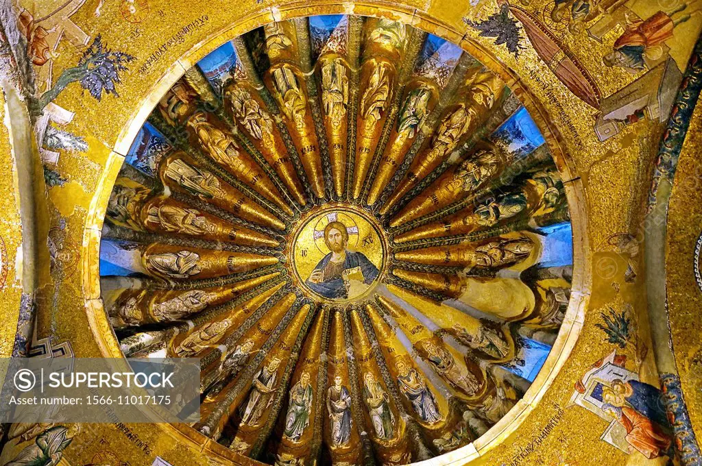 Mosaic of Christ Pantocrator, south dome of the inner narthex, Church of the Holy Saviour in Chora or Kariye Camii, Istanbul, Turkey