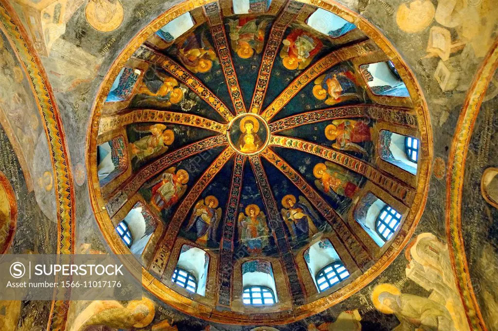 The Virgin and child, painted dome of the parecclesion of the Church of the Holy Saviour in Chora or Kariye Camii, Istanbul, Turkey