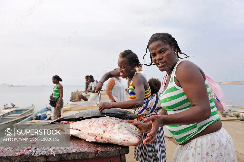 fish market, city of Sao Tome, Sao Tome Island, Republic of Sao Tome and Principe, Africa.