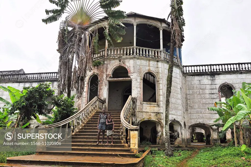 former ruined hospital of the roca plantation Agua Ize, Sao Tome Island, Republic of Sao Tome and Principe, Africa.