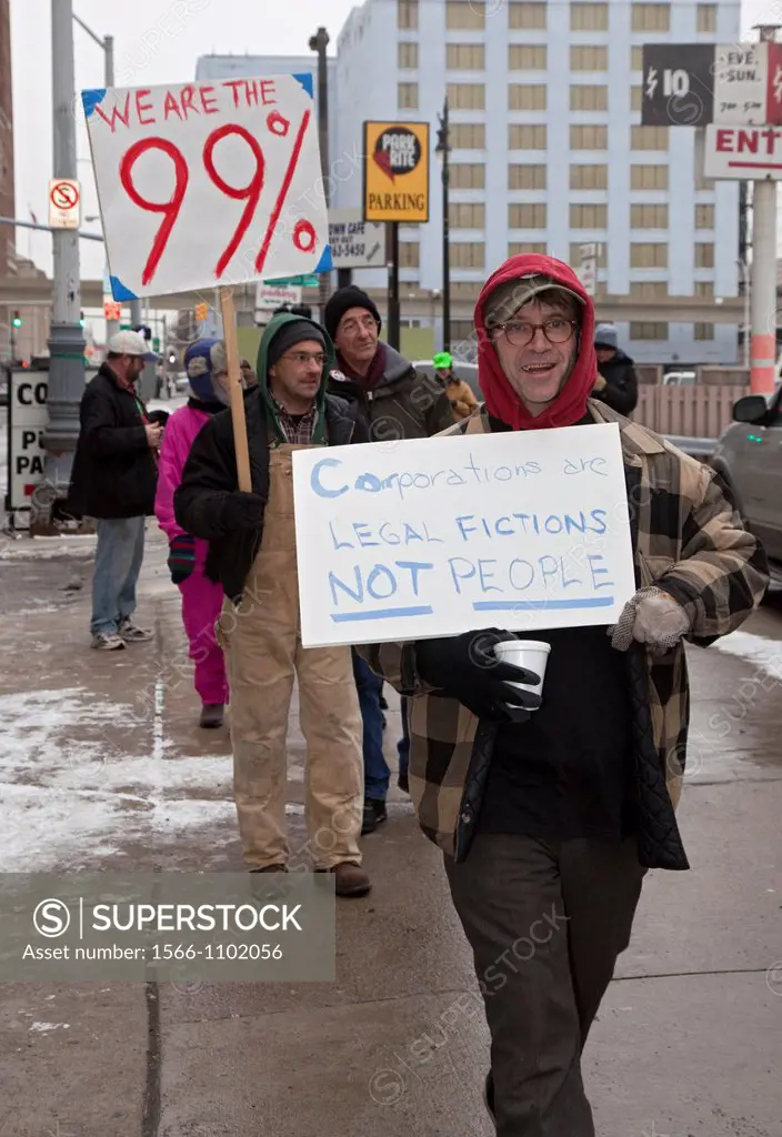 Detroit, Michigan - Activists mark the second anniversary of the Supreme Court´s ´Citizens United´ decision by picketing the federal courthouse  ´Citi...