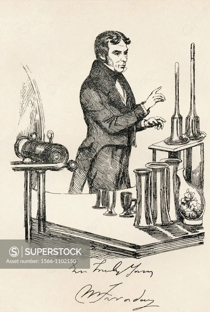 Michael Faraday, 1791-1867, as a young man  English chemist, physicist and natural philosopher  From The Maclise Portrait Gallery, published 1898
