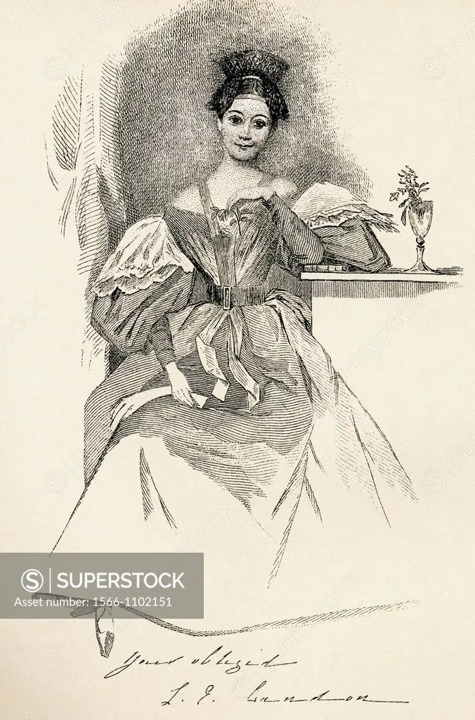 Letitia Elizabeth Landon, 1802-1838  English poet and novelist, better known by her initials L  E  L  From The Maclise Portrait Gallery, published 189...