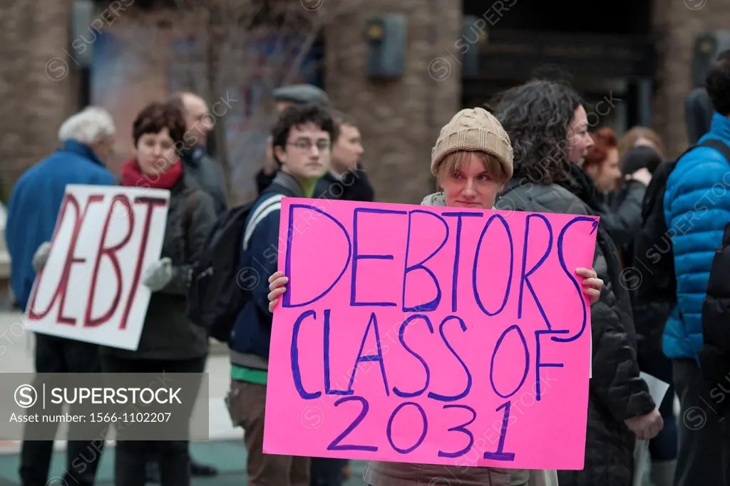 New York University students and their supporters protest at NYU over the university´s plans to allegedly use student debt to fund the $6 billion 2031...