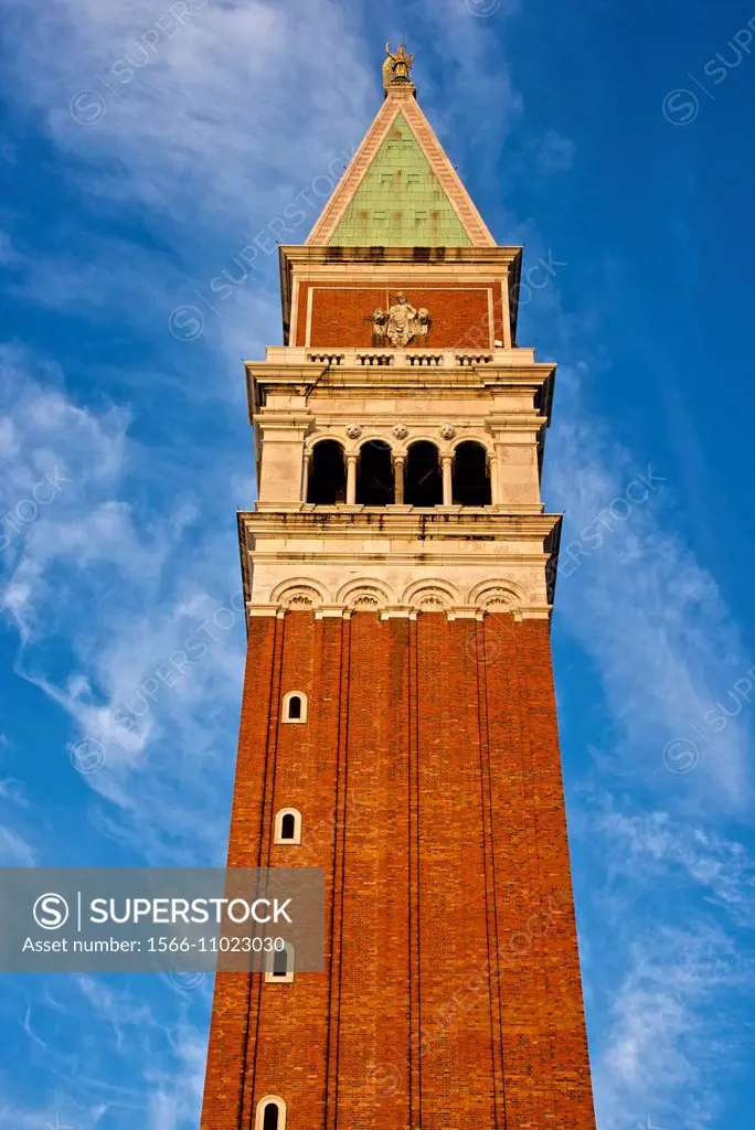 Campanile detail, Piazza San Marco, San Marco, Venice, Italy.