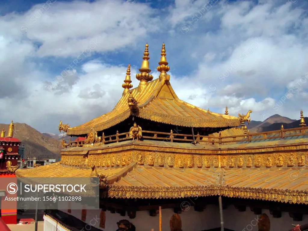 Gold roof Jokhang Temple Lhasa Tibet
