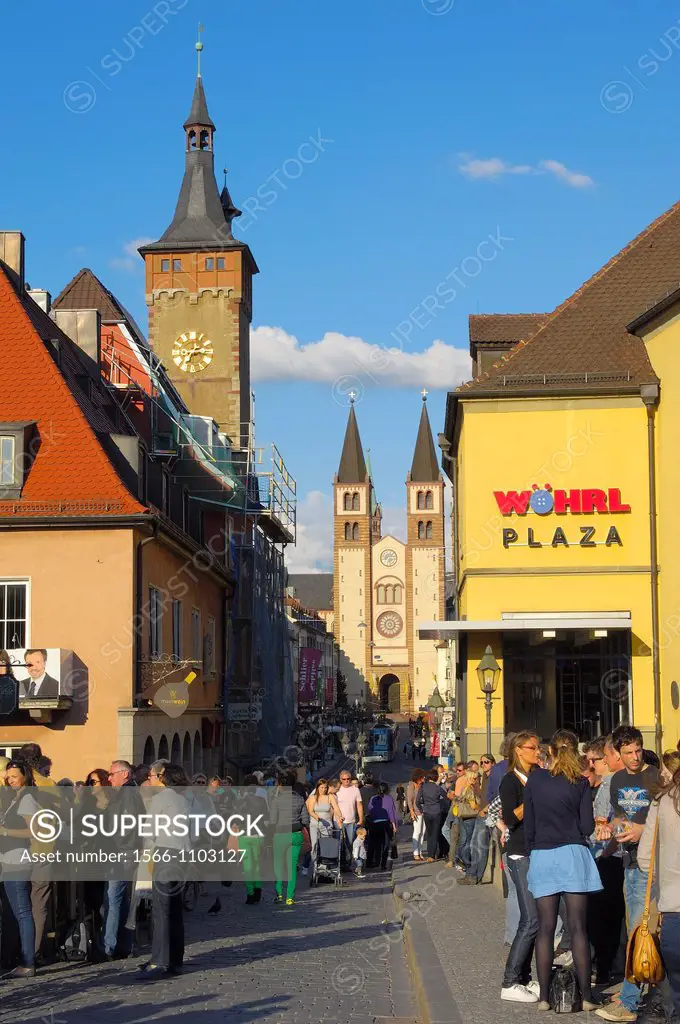 Old Main Bridge, Town Hall and Cathedral, Würzburg, UNESCO World Heritage Site, Romantische Strasse (´Romantic Road´), Franconia, Bavaria, Germany, Eu...