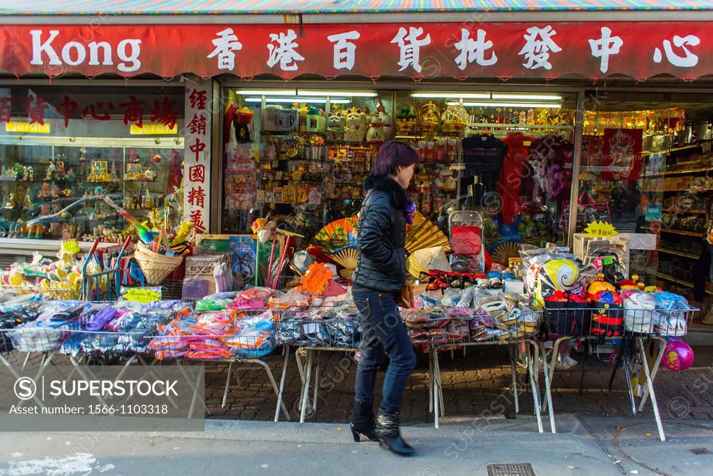 Paris, France, Woman Shopping in Chinese Gift Shop, in Belleville Chinatown District