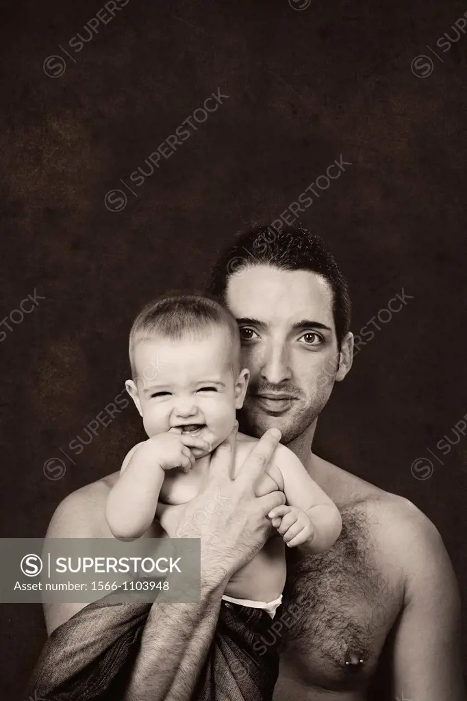 Young father with his baby
