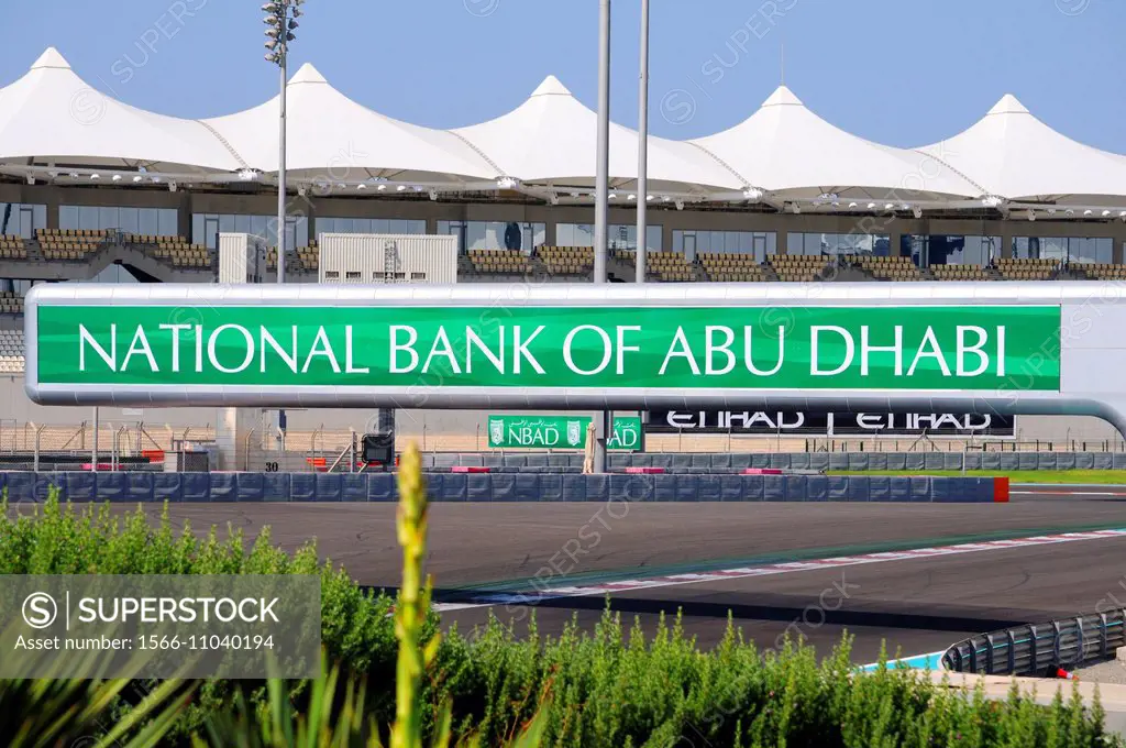 The F1 Yas Marina race circuit, Abu Dhabi, the capital city of the United Arab Emirates, Persian Gulf.
