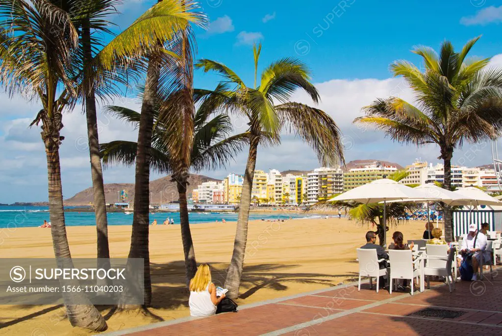 Playa de las Canteras beach, Las Palmas de Gran Canaria, the Canary Islands, Spain, Europe.