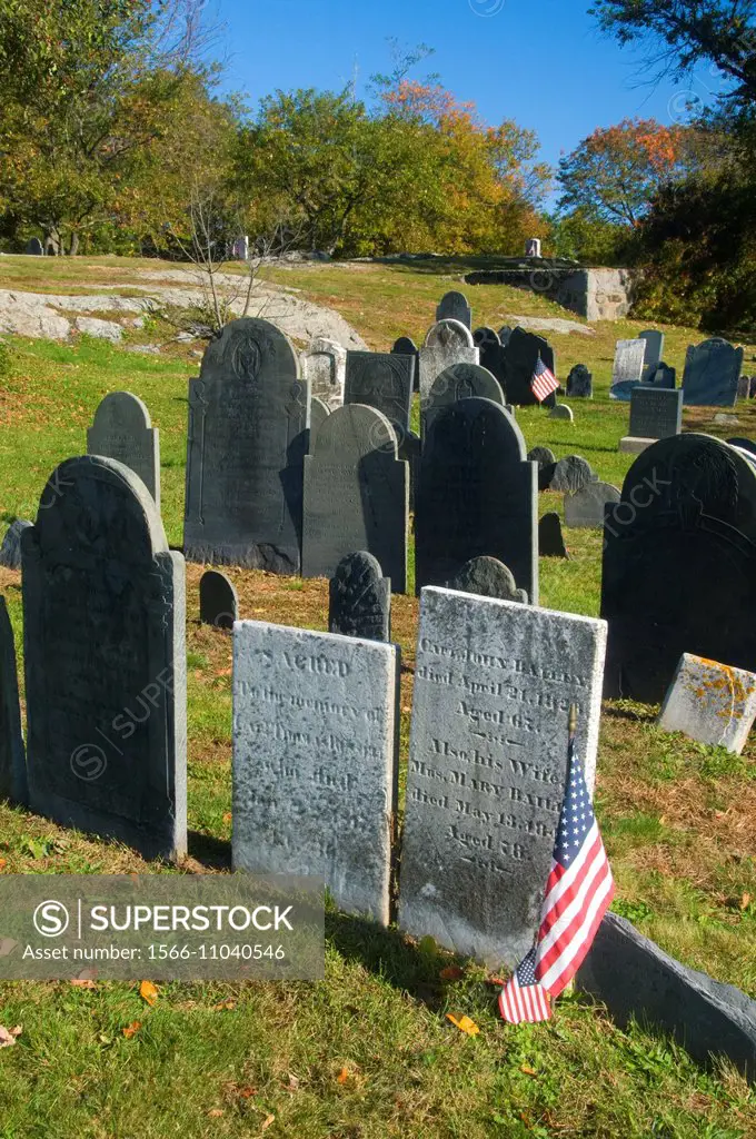 Gravestones, Old Burial Hill, Marblehead, Massachusetts.
