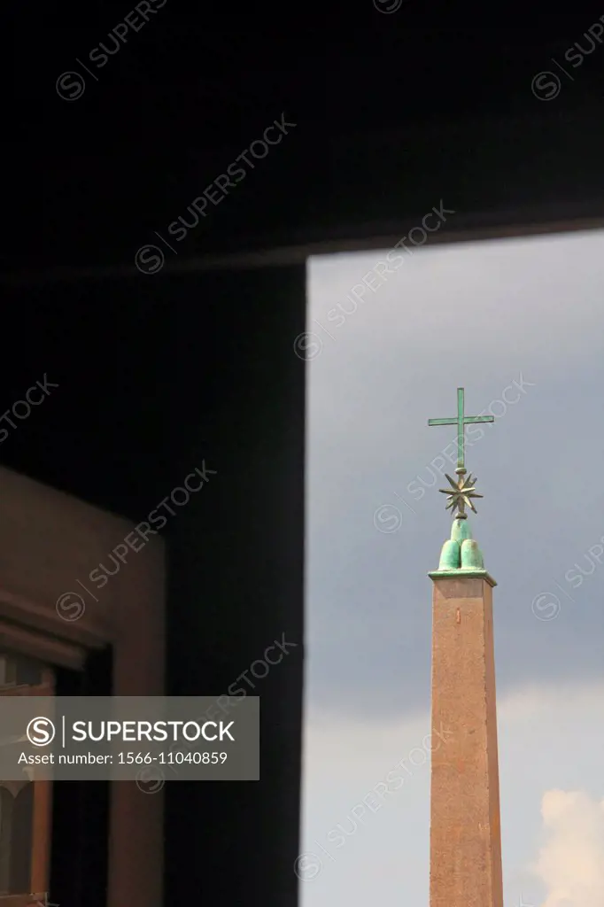crucifix on obelisk in rome italy