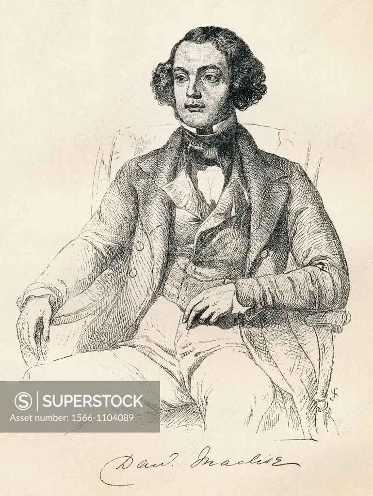 Daniel Maclise, 1806 - 1870, as a young man  Irish painter and illustrator  From The Maclise Portrait Gallery, published 1898