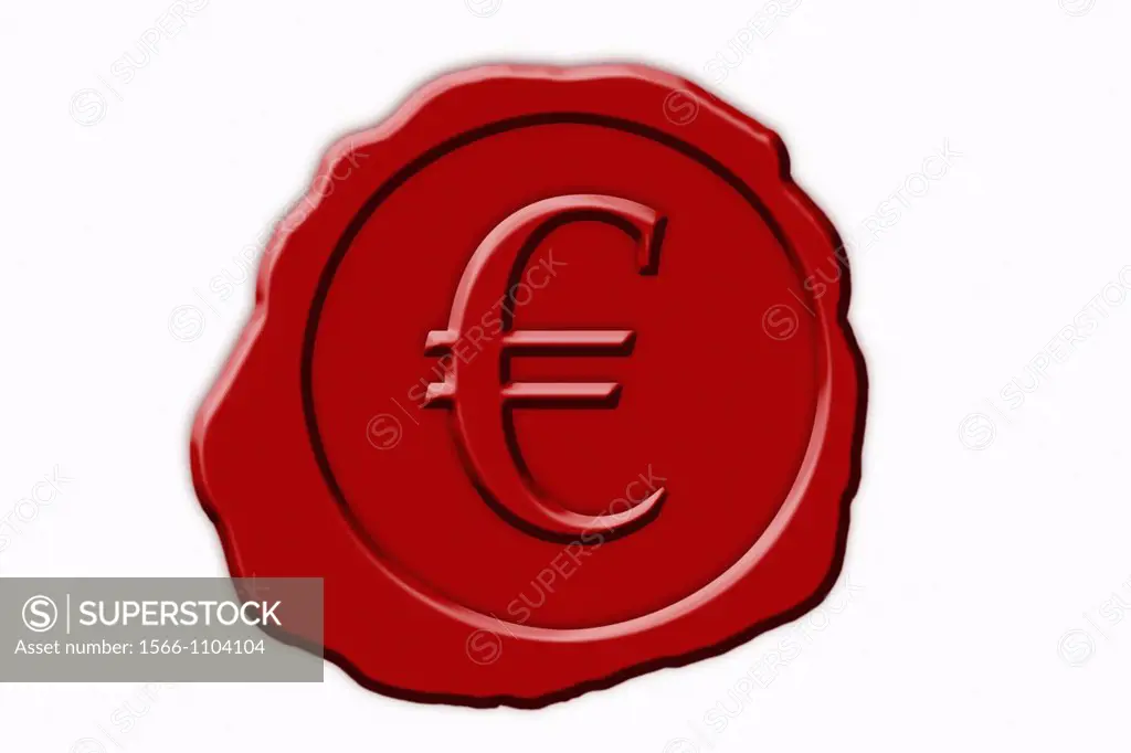 Detail photo of a red seal with a Euro Symbol in the middle