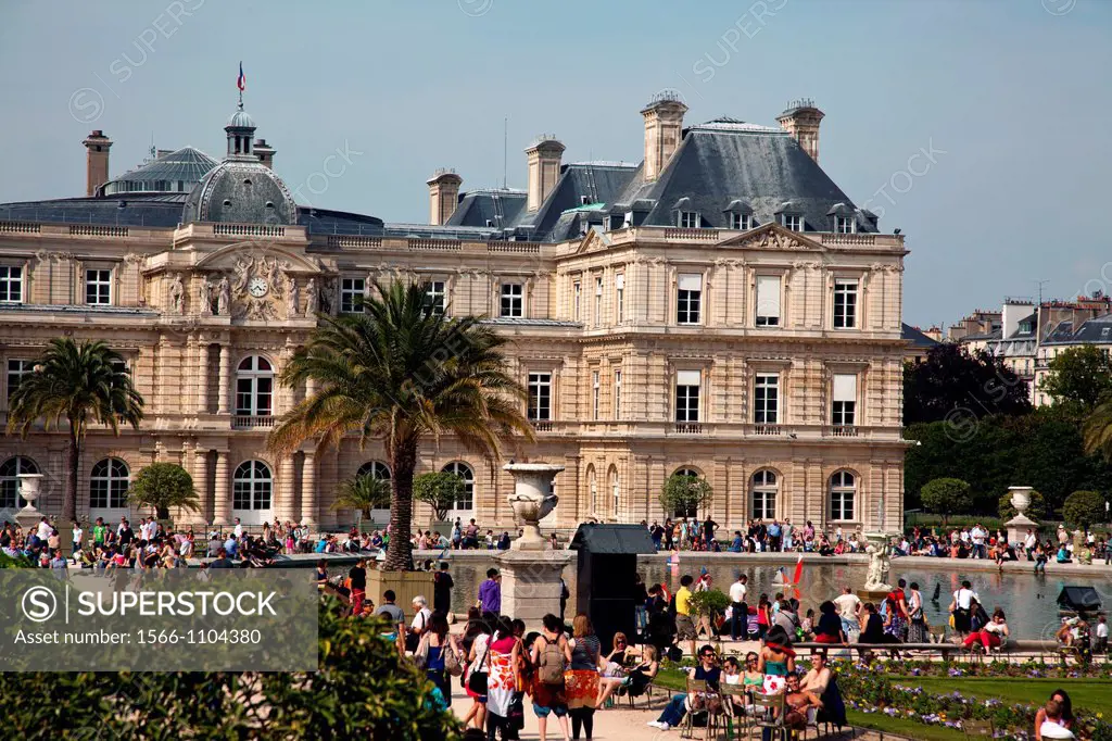 The Jardin du Luxembourg and Palais du Luxembourg in Paris, France