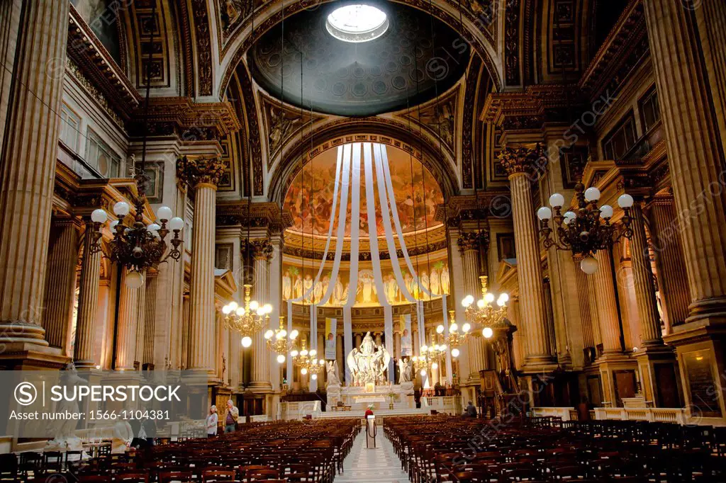 Interior of Eglise de Ste-Marie Madeleine in Paris, France