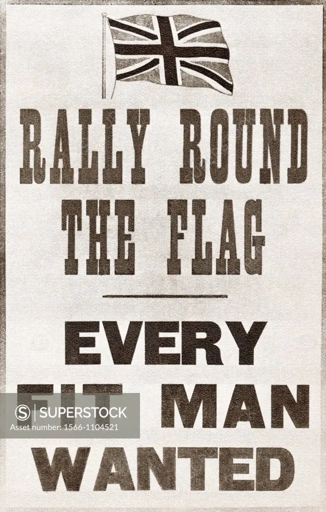 Rally round the flag  Every fit man wanted  Parliamentary Recruiting Committee, 1914  World War I propaganda poster  From The Story of 25 Eventful Yea...