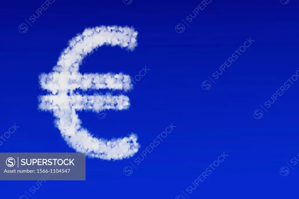 Clouds in the form of a Euro sign floating in the blue sky