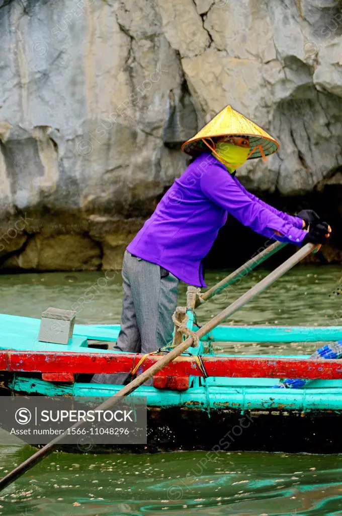 Vietnam. Boat lady at the Ha Long Bay.