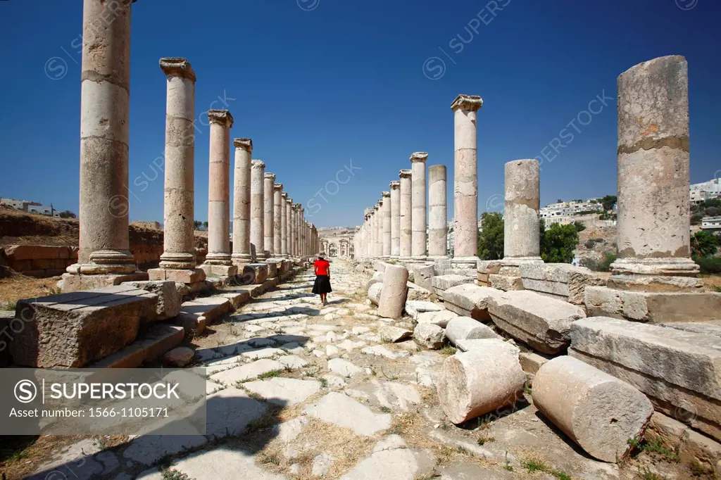 The Colonnaded street at the North Tetrapylon, Jerash Jordan