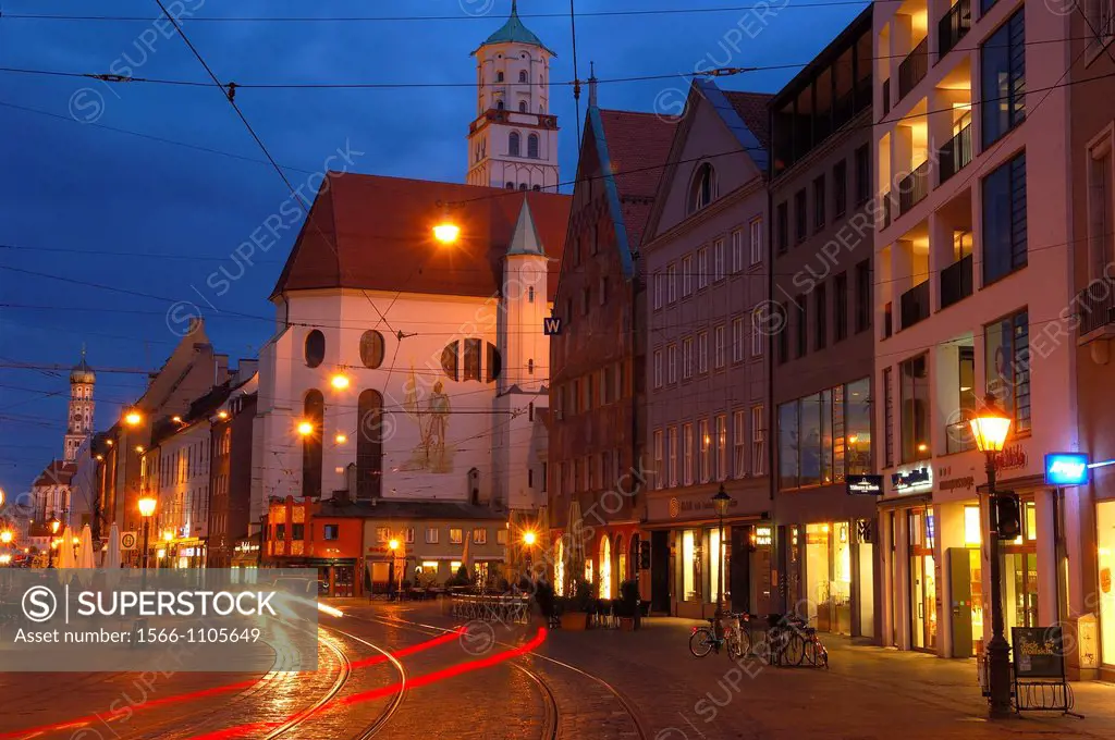 Maximilianstrasse (Maximilian street), Augsburg, Romantic Road (Romantische Strasse), Swabia, Bavaria, Germany, Europe